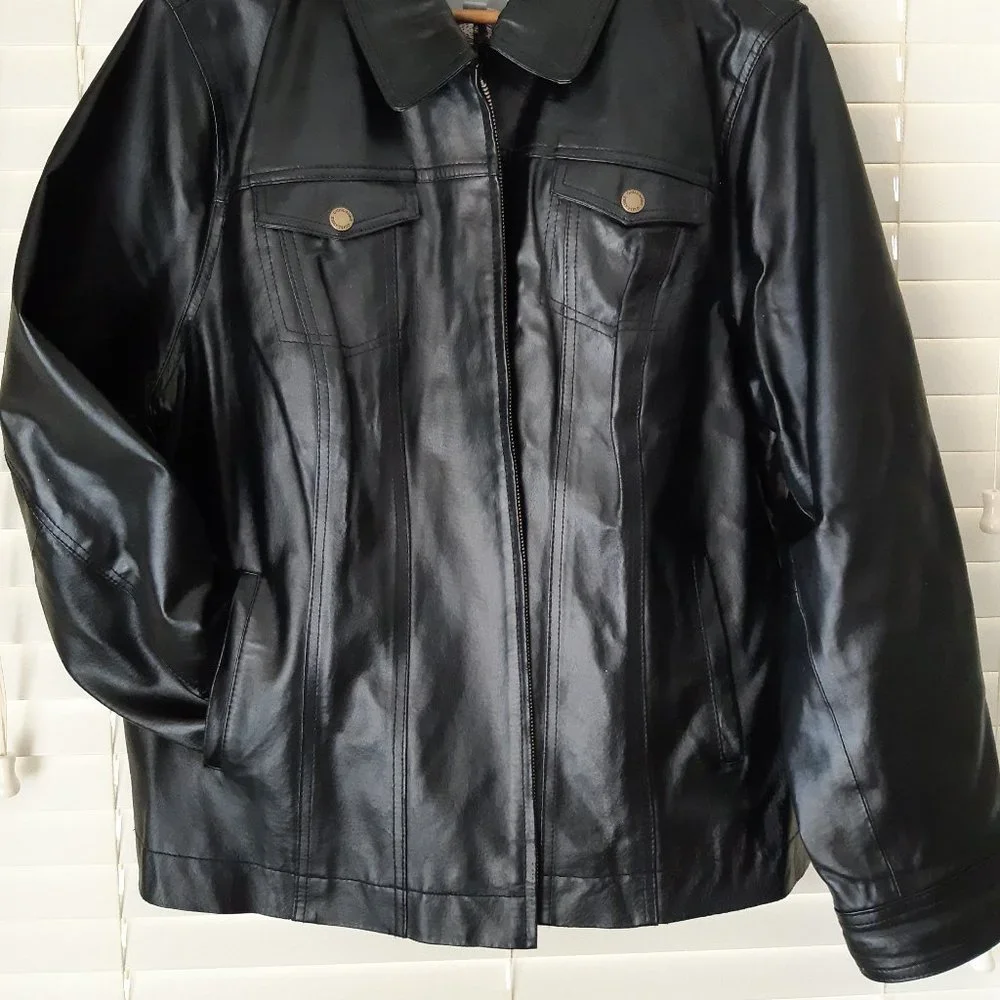 Guillaume Black Leather Jacket Size 2X - Picture 5 of 5